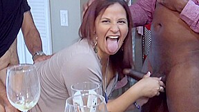 Amateur redhead gets a huge load in homemade threesome orgy