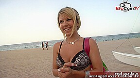 British blonde college teen pick up on beach in holiday for porn