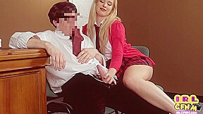 CFNM college slut sucks teacher cock in college classroom