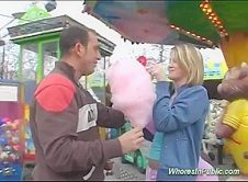 Cute Chick Rides Tool in Fun Park