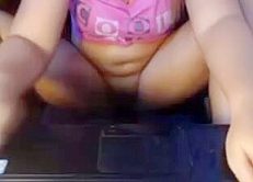 Filipina in pink t-shirt show shaved pussy