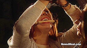 Handcuffed Lesbian Slave Whipped And Humiliated During Slave Training