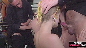 Latinas publicly throatfucked and buttspanked in orgy