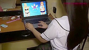 Pinay high school student gets intense orgasm while playing nutaku game