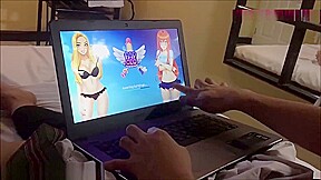 Pinay high school student playing nutaku game w/ classmate gets creampied