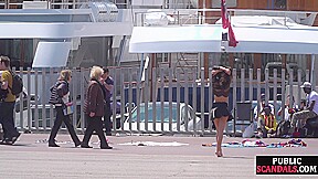 Public whipped smalltits babe by master and mistress outdoor