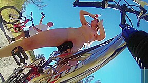 Sexy girl amazing nude bike ride