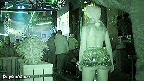 She wore only a tinsel at club! Public flashing