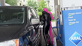 Short Petrol Stop With Our Zentai Dolls – Watch4Fetish