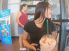 Starbucks coffee date with gorgeous big ass Asian teen girlfriend