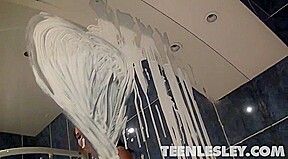 Teen lesley enjoying cream play