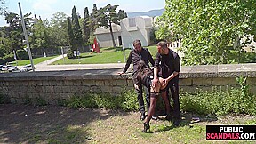 Throating teen in stockings n heels spanked in public ***
