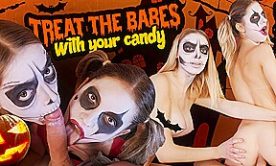 Trick or Treat – Blonde MFF Threesome – SexLikeReal