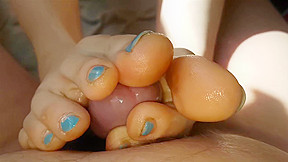Wife footjob 12 – blue toes