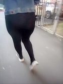 Wife see through spandex and see through panties in public walking
