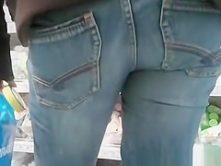 Black thong exposed at supermarket