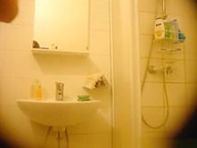 Blonde chick with great body spied in bathroom