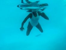 Bootylicious chick shows her tits under the water