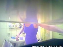 Enjoy my mum in bathroom. Hidden cam