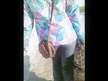 girl walks in semen on the back,nice, pretty
