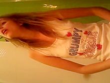 Grumpy but gorgeous teen pissing