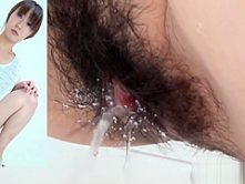 Hairy japanese teen pees