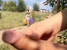 jerking besides the path