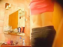 my aunt in bathroom