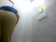 Old lady pees and wipes in public bathroom