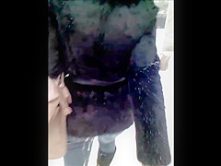 Ordinary girl with an amazing ass in jeans and sperm on them