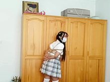 Self Bondage Schoolgirl