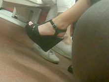 Sexy Brunette In Wedges High Heels