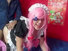 Submissive maid (Cosplay) get spanked and fucked in her creamy pussy ♥