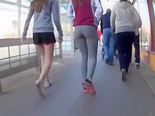 Teen in gray sports leggings