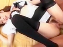 Uncensored Jpanese teen sucking cock and fucked hard