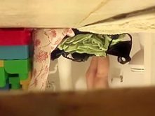 Voyeur husband spies wife in bathroom