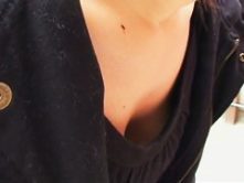 Beautiful babe is tricked into showing her cleavage on hidden cam