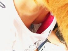 Blonde asian babe with cute perky tits on downblouse cam