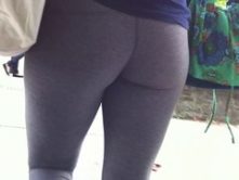 candid hawt large a-hole gray spandex