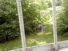 Drunk mature woman fell trying to pee