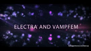 Electra and Vampirella get dirty in this lesbian bedroom romp