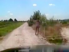 Female hitcher shows her pussy to get a ride and blows the driver