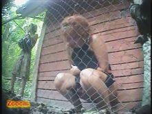 Mature redhead filmed peeing in public