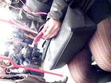 sexy bitch with sexy legs in metro