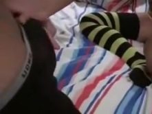 Sexy lewd immature takes his large ramrod in constricted bawdy cleft