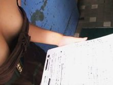 Super sexy Japanese girl in fantastic clothes bows to a spy cam