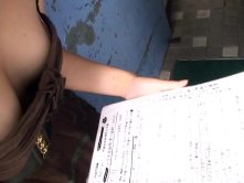 Super sexy Japanese girl in fantastic clothes bows to a spy cam