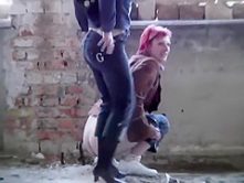 Well dressed lady spied during pissing