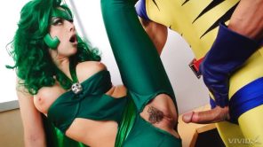 Milf In A Green Costume Raids His Cock And Then Gets Penetrated