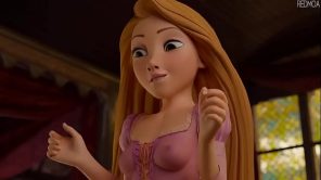 Rapunzel sees cock and tries footjob [Animation]